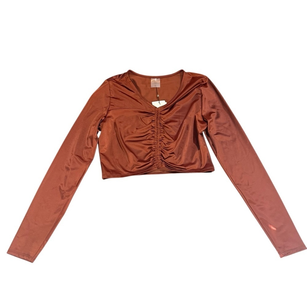 NWT Small Calia Ruched Adjustable Sun Rashguard Long Sleeve Protection Crop Top - Picture 10 of 14